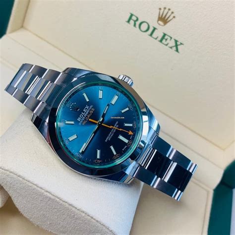 rolex milgauss blue pre owned|rolex milgauss green for sale.